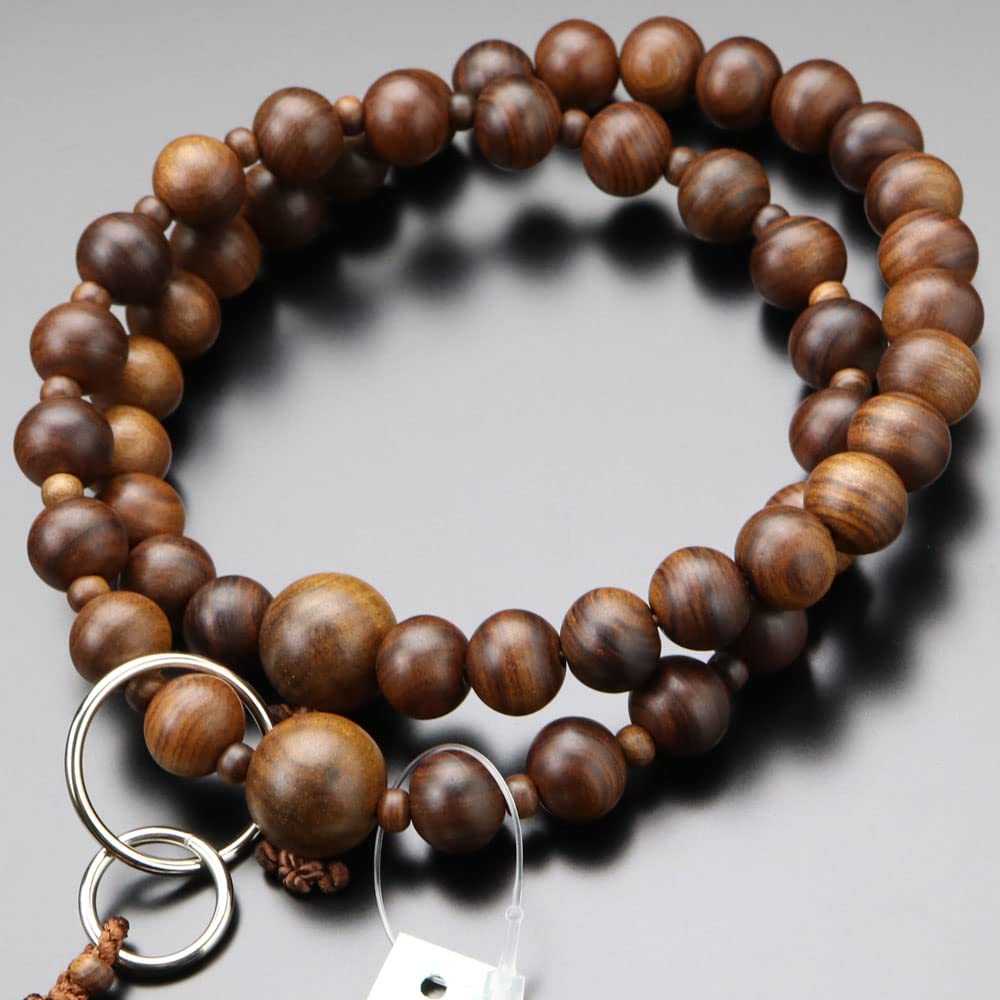 Modlitební korálky sekty Jodo pro muže Sanma Jodo Santalové dřevo Namikan Sanskrit Tenbo Modlitební korálky Kjótské modlitební korálky Kyoto Přírodní dřevo Dvouřadé dřevěné