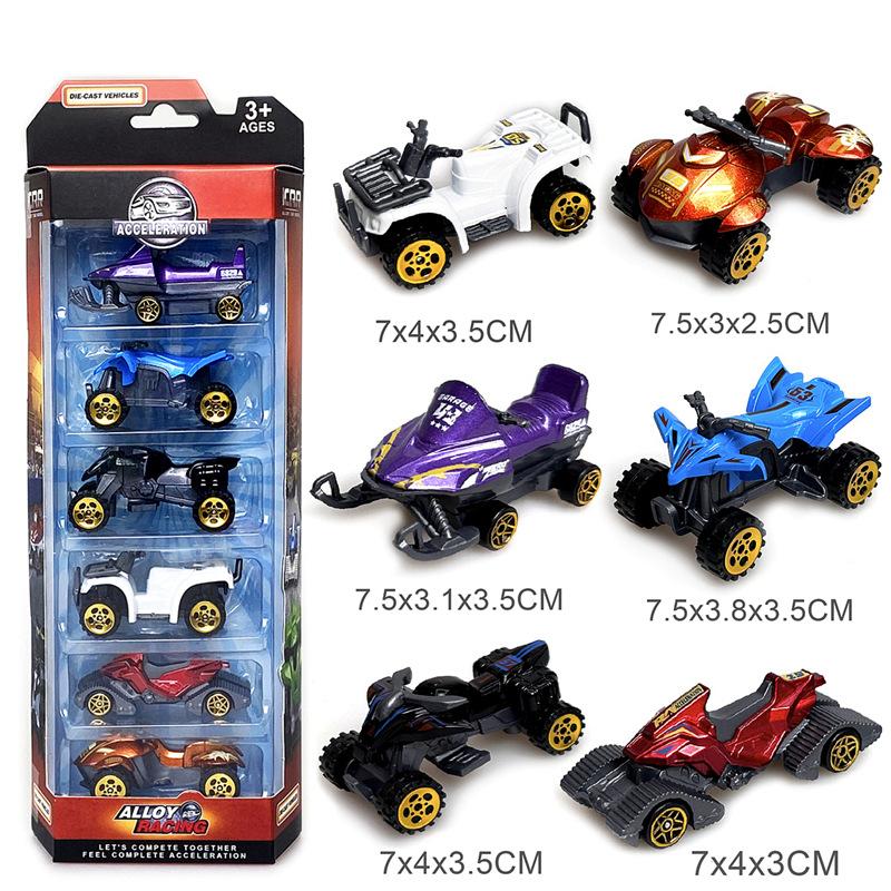 

Набор из 6 предметов, модель пляжного мотоцикла из сплава 1/64, сани для внедорожников 1/64-Size:7.5*3*2cm