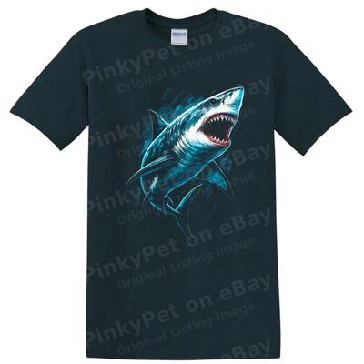 Shark Graphic T Shirt Ocean Predator Sea Life Tee Wavy Blue Art Design