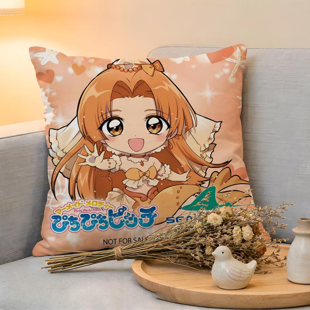 Cushion Cover  Linen  SkinFriendly Soft Decorative Case For Sofa Home Decor Mermaid Melody Pichi Pichi Pitch Pillow cover