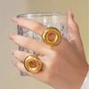 Donut Shaped Statement Ring Stud Earring In Stainless Steel 18K Gold Plated Waterproof Chunky Ring Matching Earrings For Women