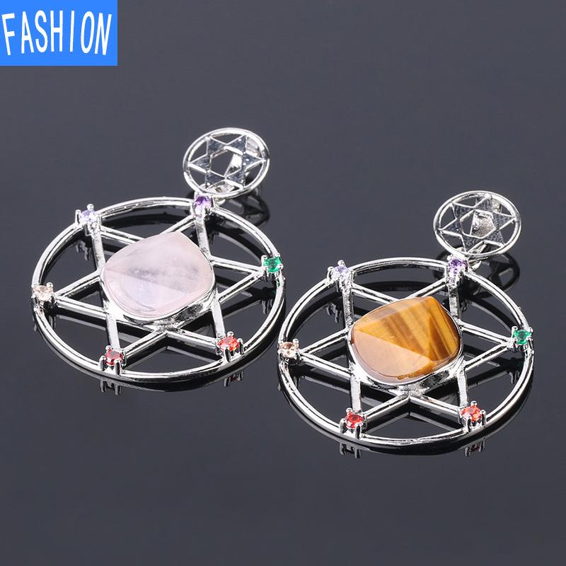 Yönlü Kristal Taş David'in Yıldızı David'in Kalkanı Altı Sivri Yıldız Çift Katmanlı Elmas Kolye Kolye Erkekler Ve Kadınlar Için