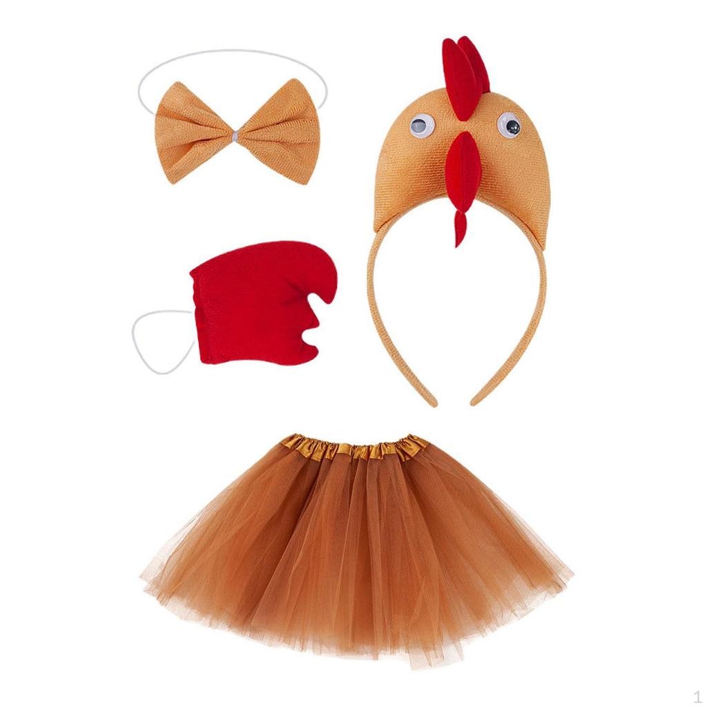 3D Hühnerkostüm-Set Stirnband für Party Thanksgiving Cosplay Feiertag
