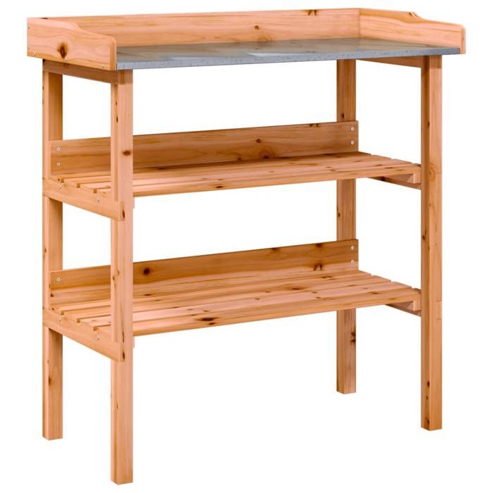 VidaXL Table à Plantes avec Étagère, Support de Pots de Fleurs, Présentoir à Plantes, Support à Plantes Jardin, Marron Bois 156353