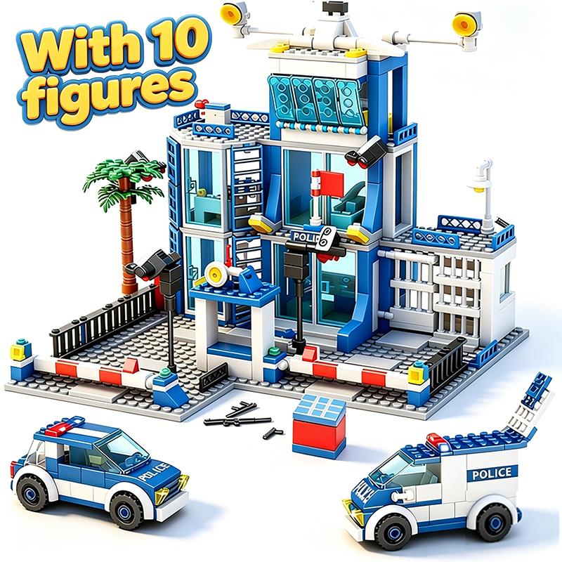 City Police Station Building Blocks Police Station Building Blocks MOC Boys Assembly Toy Children Christmas Holiday Gift