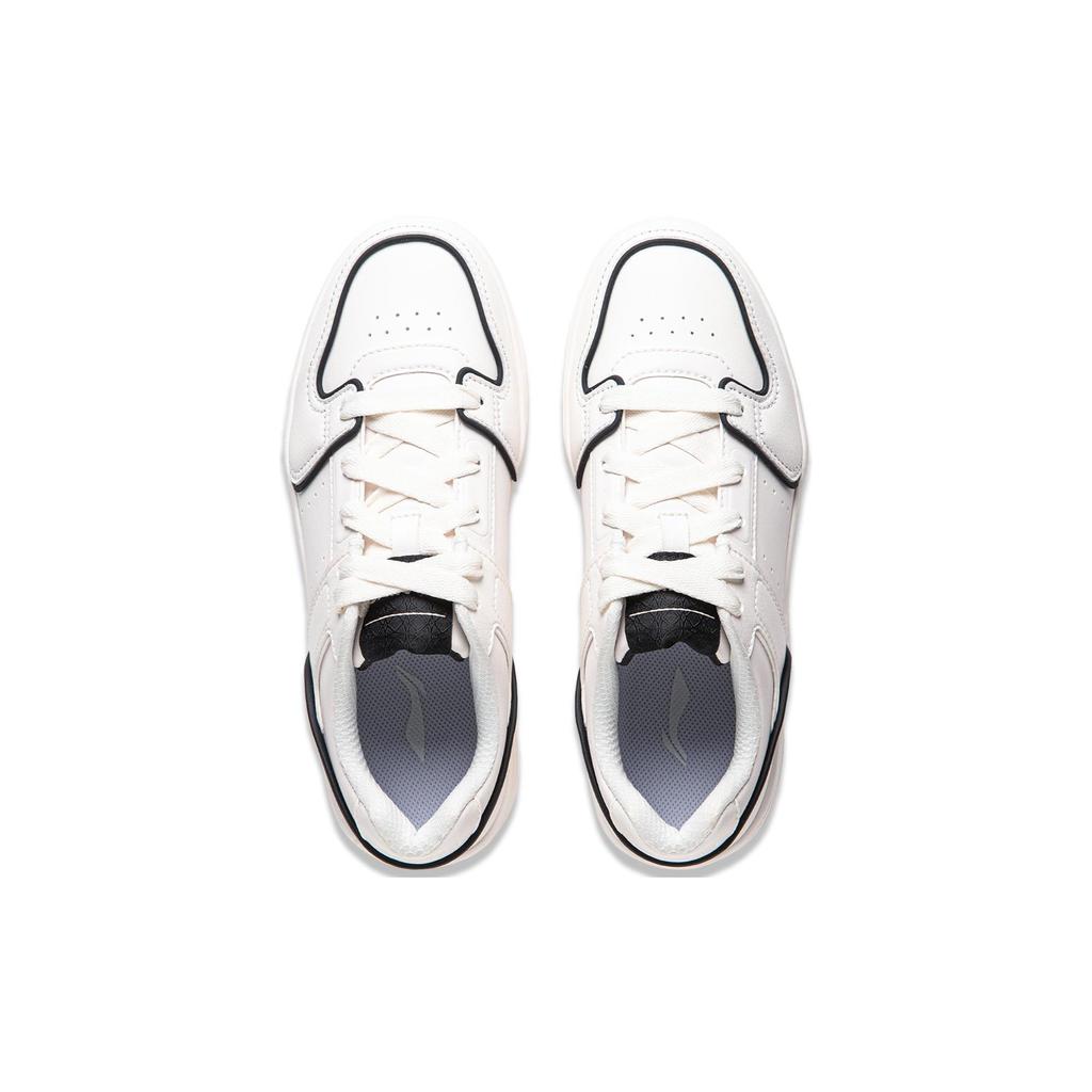 Li Ning Cheese Slip Resistant Abrasion Resistant Low top Skateboard Shoes Women's White Black AGCU104-1