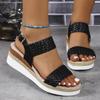 Fashion Women's Toe Wedge Summer Buckle Strap Gladiator Shoes Fashion Espadrilles Platform Sandalias Trend Anti-slip Wear Comfortable