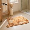 Tile And Wood Floor Mat Cute Cat Bathroom Rug, Anti-Slip Absorbent Bath Washable Plush Easy Care Kitty Door for Entrance Kitchen Home Decor Safety Rug