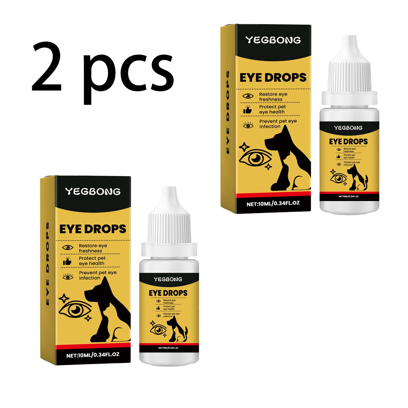 Yegbong Pet Eye Drops, Suitable for Cats and Dogs, Gentle Daily Care to Clean and Remove Tear Stains and Discharge, 10ml/box