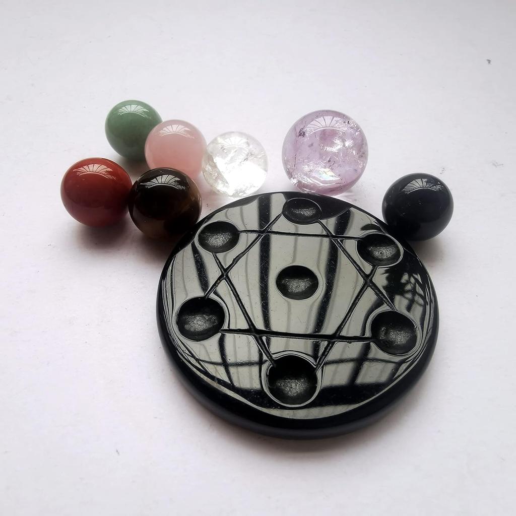 7 Chakras Color Crystal Sphere Ball,Feng Shui Chakra Aura Home Desk Decor Decorative Collection,20mm&15mm