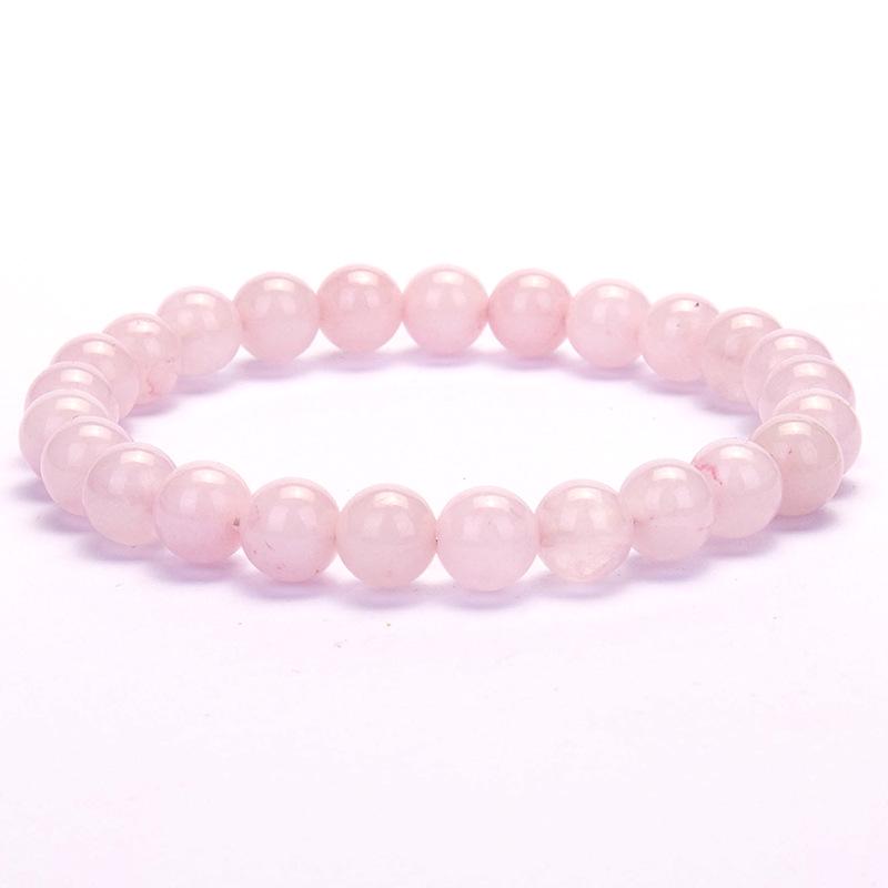 New European & American Style Cross Bracelet, 8MM Natural Stone Beaded Fashion Accessory