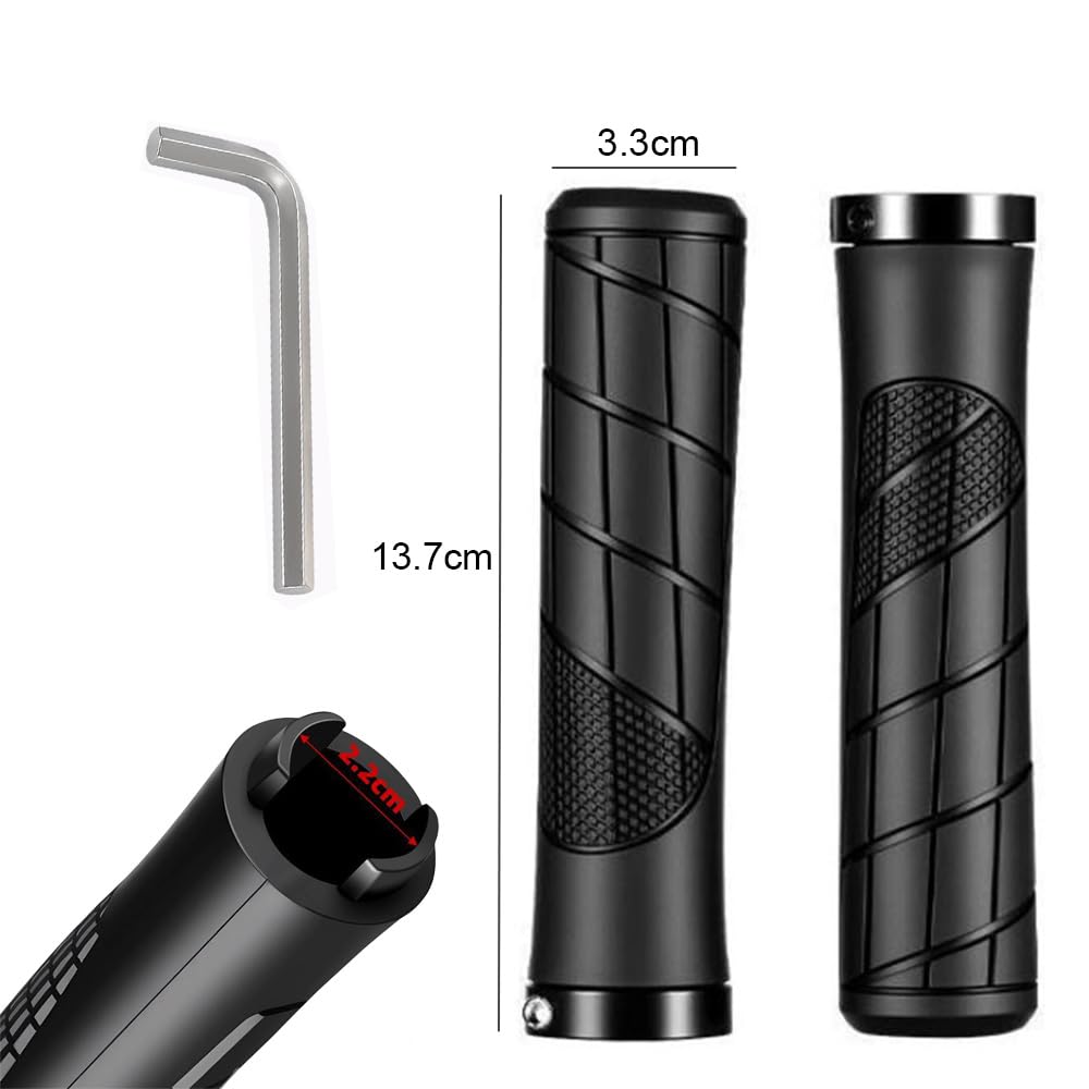 Selinear Bicycle Grips, Pair, Rubber, Easy Installation, Ergonomic, Non-Slip Texture, Durable, Easy Grip, 2.2cm Inner Diameter, for Mountain Bikes
