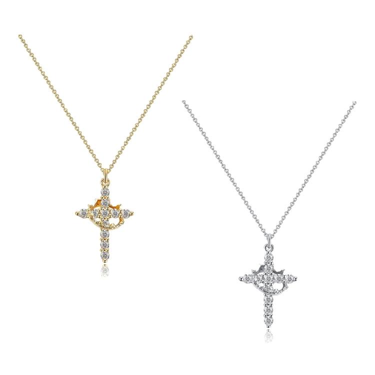Fashionable Diamonds Stainless Steel Crosses Choker Necklace Pendant with Elegant Designs Jewelry Accessory for Girls