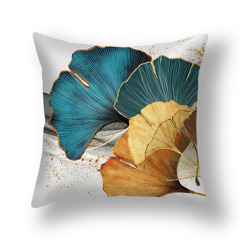 Short Plush Pillowcase, Simple and Versatile Ginkgo Leaf Pillow, Modern Decorative Sofa Pillow, Cushion