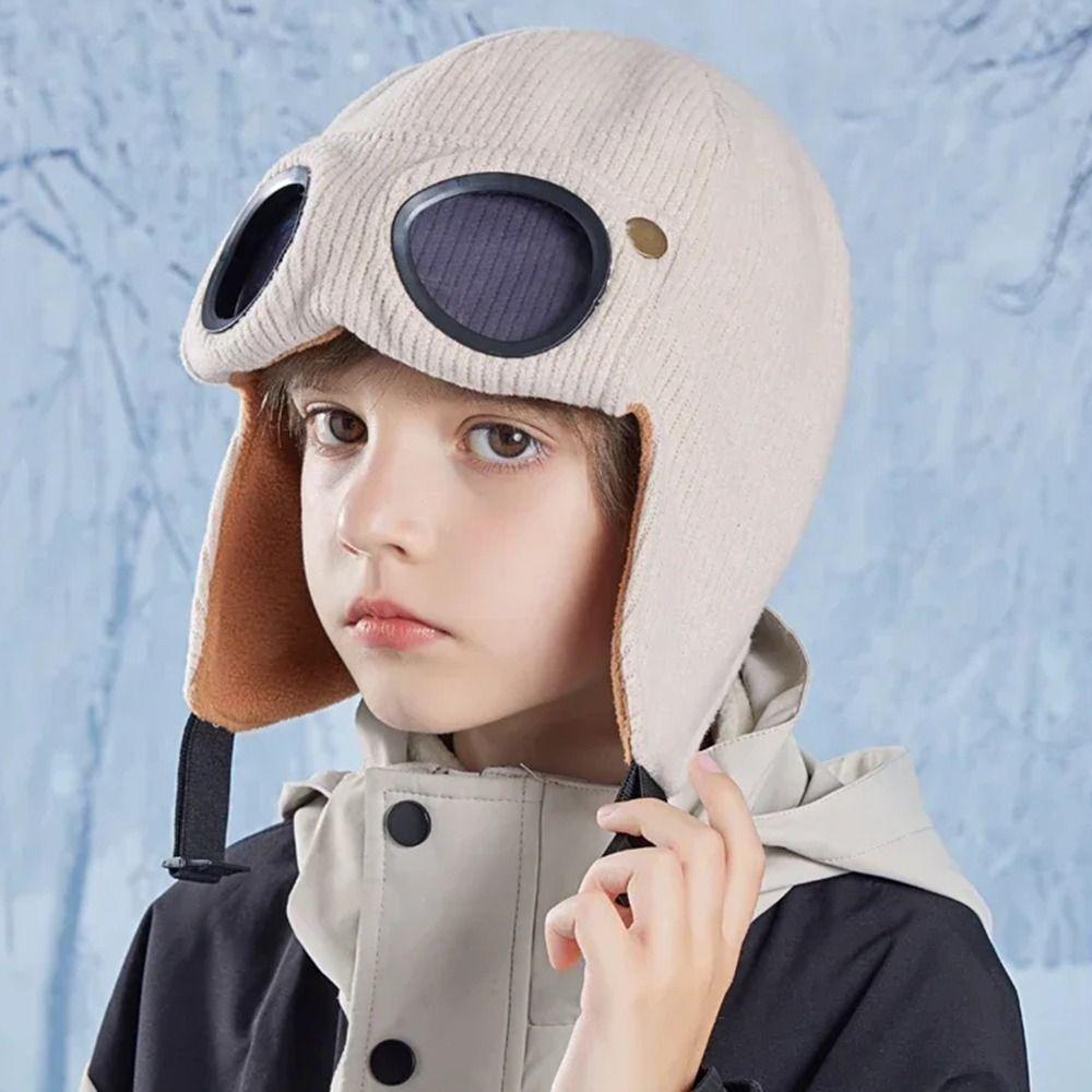 Neck Protection Children Glasses Hat Buckle Windproof Head Cover Warm Cap With Goggles Winter
