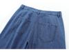 Women's Early Autumn Denim Set: Turn-Down Collar Tie-Waist Shirt & Draping Wide-Leg Pants