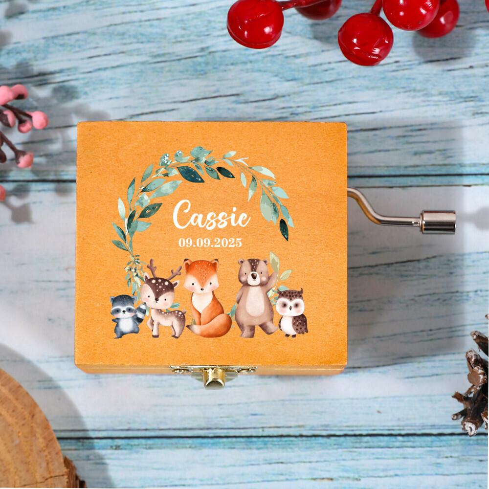 Personalisierte Holz-Spieluhr, Gravierte Spieluhr, Holz-Spieluhr, Andenken-Geschenk, Geschenk zur Babyparty