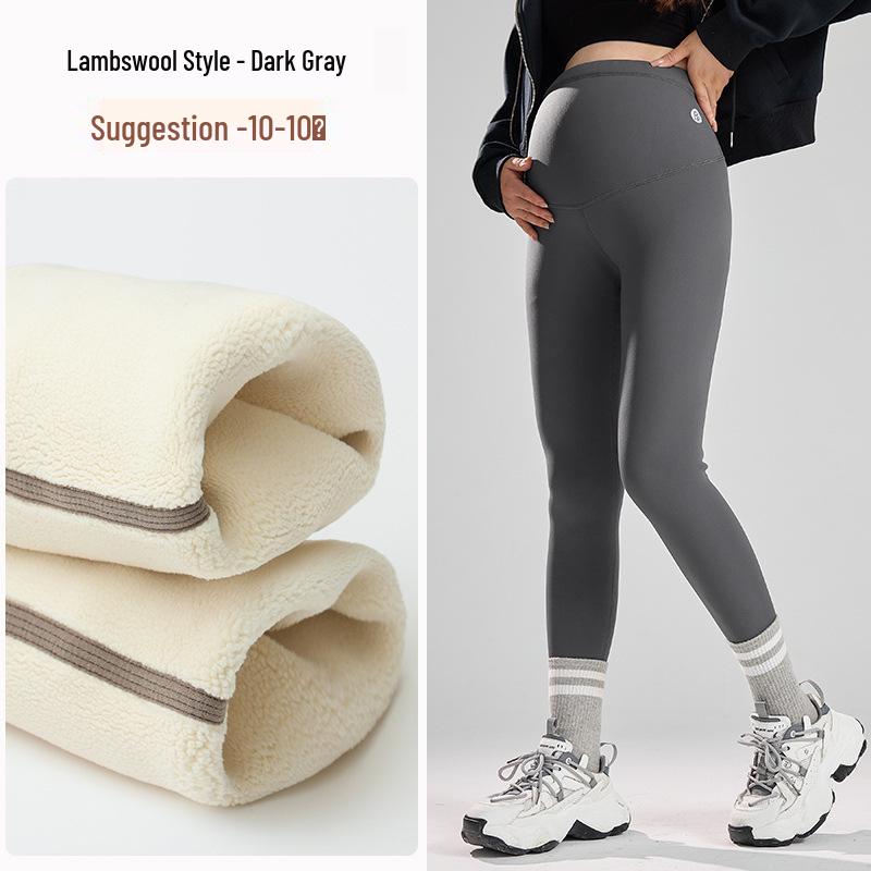 Calça de Yoga Maternidade de Inverno Plus Size: Forrado com Fleece, Não Apertado, Quente e Adequado para Uso ao Ar Livre.