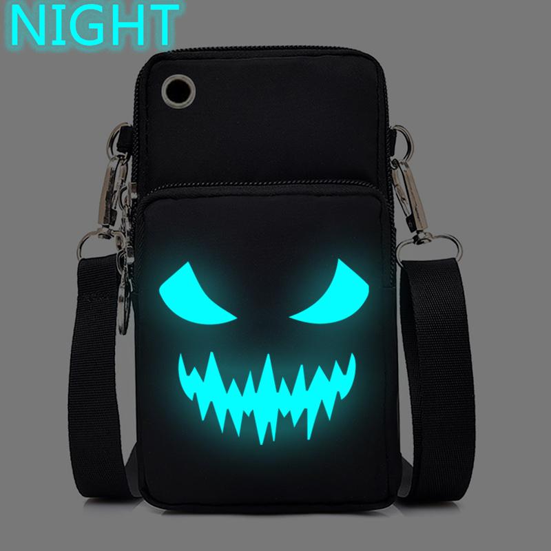 

Сумка для мобильного телефона в виде тыквы на Хэллоуин для женщин и мужчин, светящаяся сумка-мессенджер, подвесная шейная сумочка, вертикальная мини-сумка через плечо