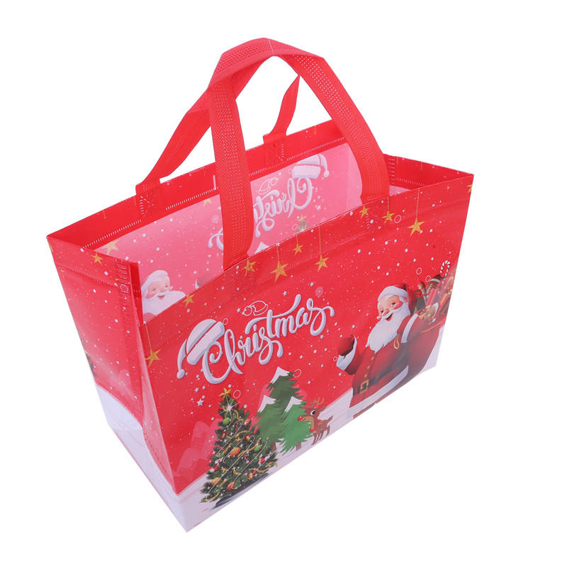 5pcs Print Handbag Christmas Gift Bag Foldable Shopping Bag Beach Bag Folding Storage Bag Cartoon Non Woven Bag Large Capacity