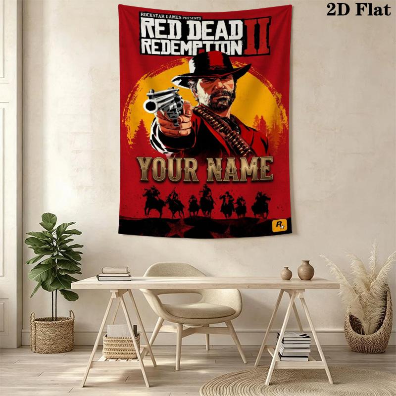 Name Custom RDR2 Game Wall Tapestry Aesthetic Wall Hanging Printed Fabric Blanket Decorative Tapestries for Bedroom Living Room Home Decor