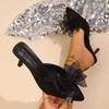 Female Shoes Closed Toe Women's Slippers Fashion Dress Slippers Women Pointed Toe Bow Tie Thin Heels Plus Size Sandals