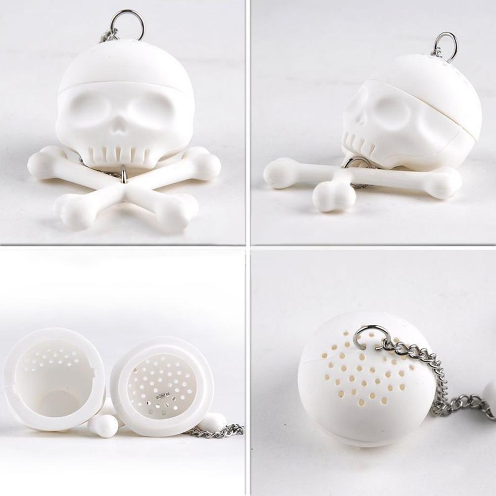 Skeleton Head Shaped Tea Strainer Silicone Loose Tea Filter Fashion Tea Infuser белый