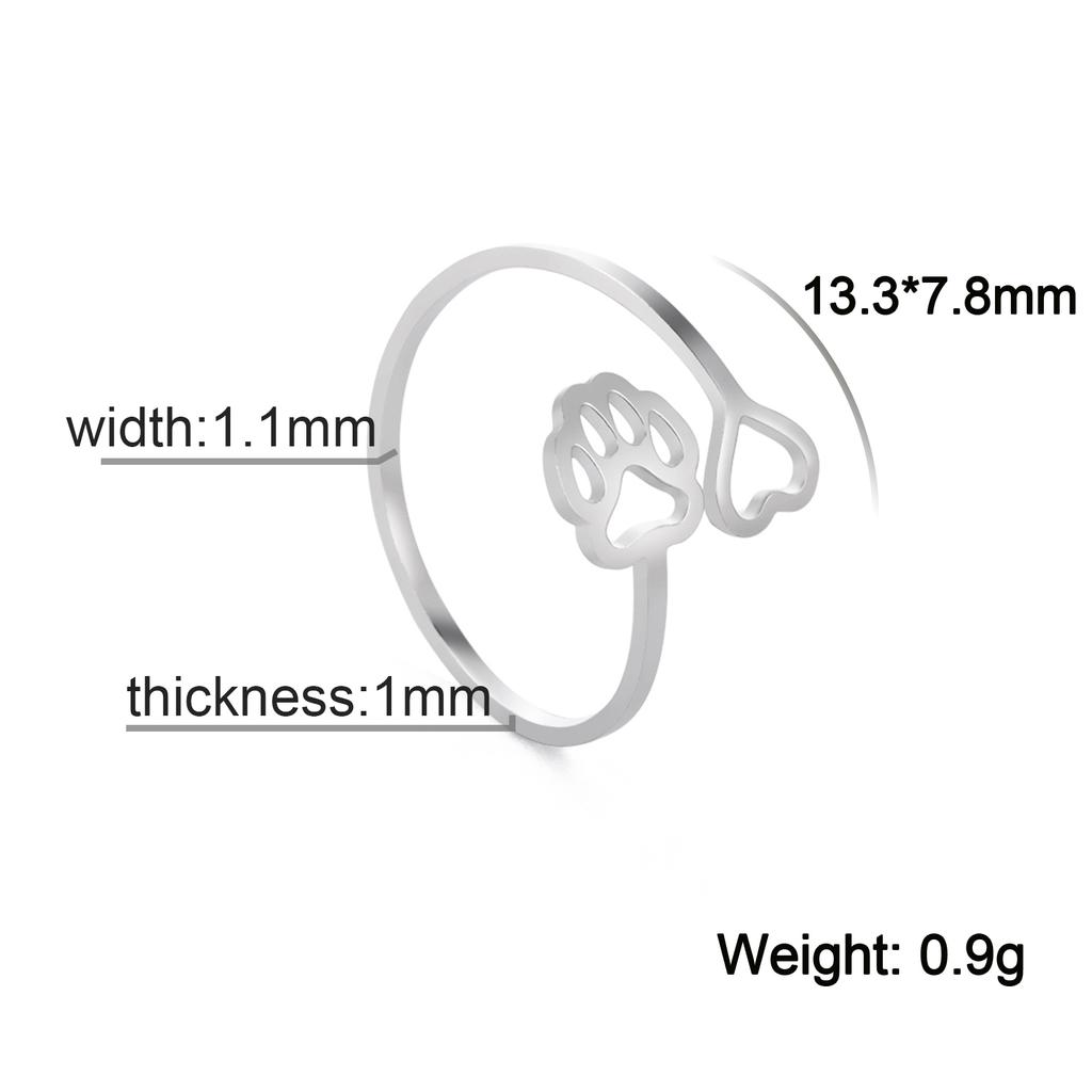 Lucktune Stainless Steel Adjustable Ring Minimalist Cat Paw Snake Cute Animal Ring for Women Fashion Kpop Jewelry Gift Wholesale