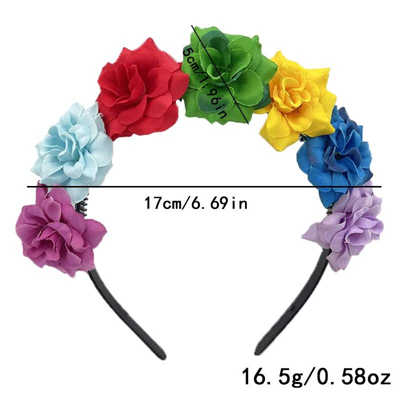 Colorful Headpiece Three-Dimensional Festival Party Headband Flower Crown Headband  Artificial Rose Headband For Wedding