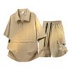 Men's Ice Silk Quick-Dry Half-Zip Polo & Shorts Set - Summer Lapel Casual Workwear