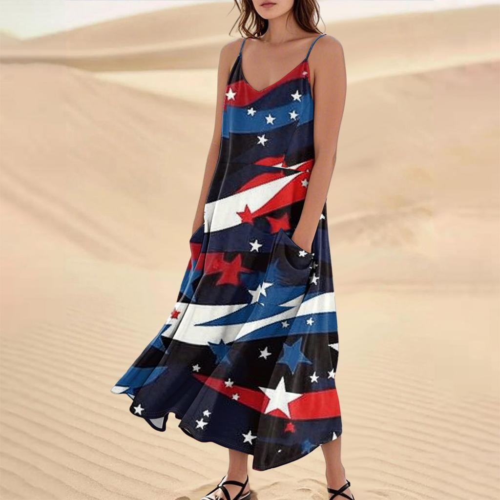 Women's Summer Dress Casual Loose Print Long Beach Vacation Dresses