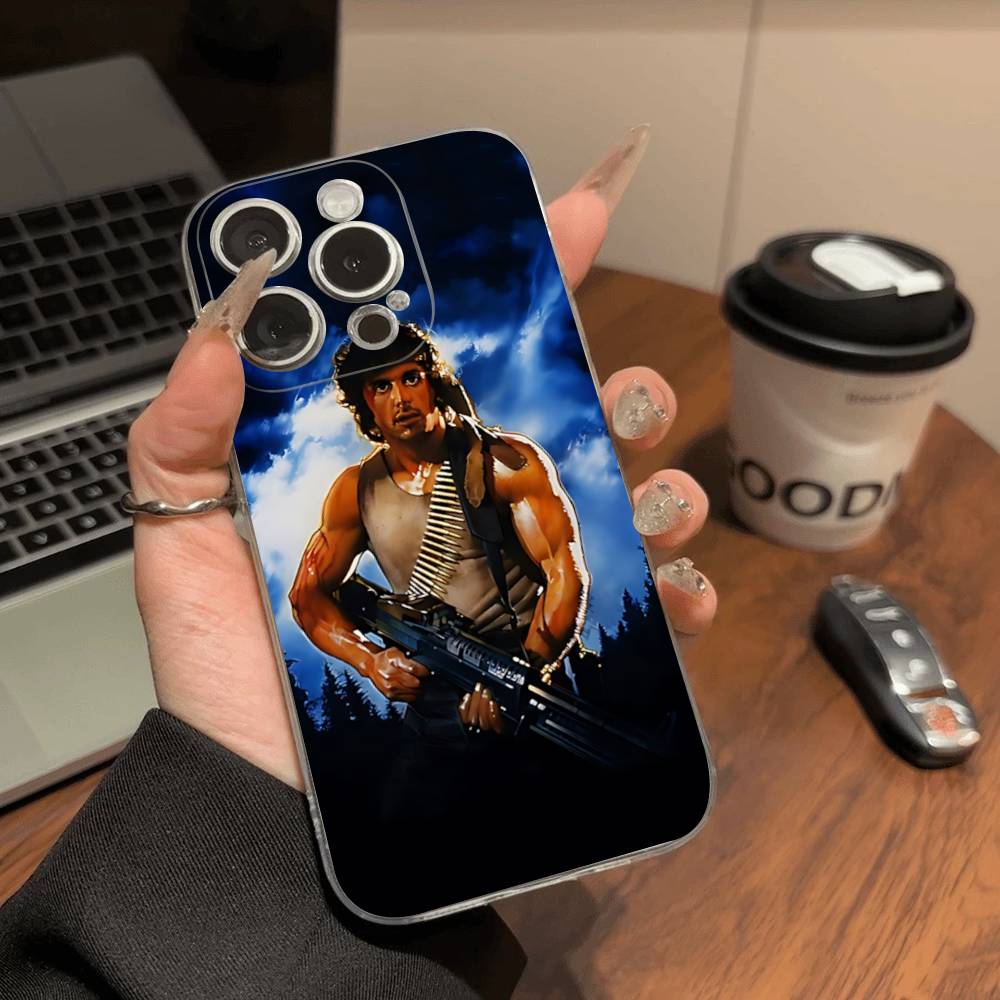 1pc Movie Rambo First Blood Transparent Phone Case For IPhone 16 15 14 13 12 11 Pro Max Plus Soft Cover