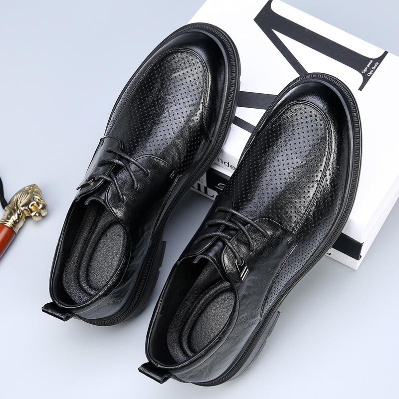 

High-end hollow leather shoes men s 2025 spring and summer new business dress leather breathable casual best man wedding shoes 44