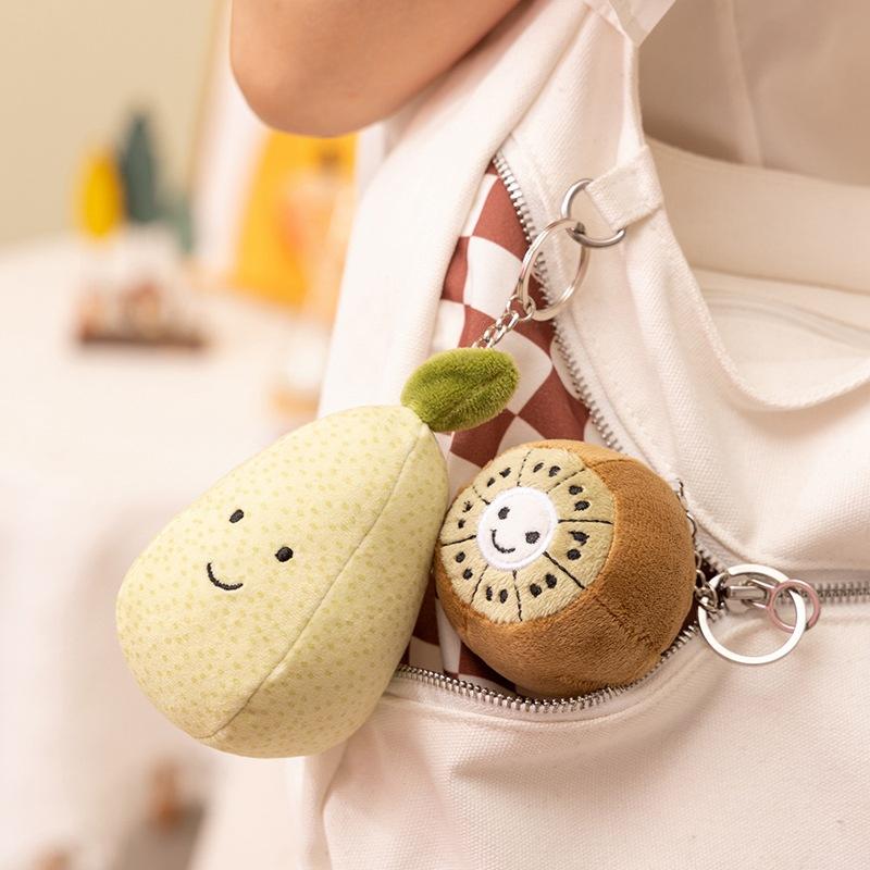 Cute Simulated Fruit Series Apple Banana Cherry Dragon Fruit Doll Pendant Plush Toy Backpack Keychain