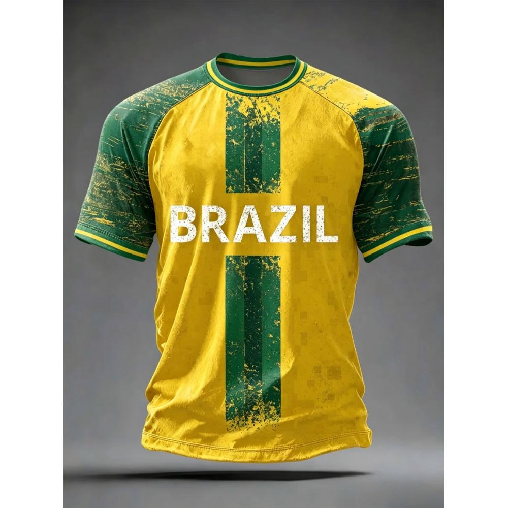2026 Léto Nové Brazilské Fotbalové Dresy Pro Muže Klasická Trička S Krátkým Rukávem Casual S Kulatým Výstřihem Sportovní Trička Pánské Oblečení