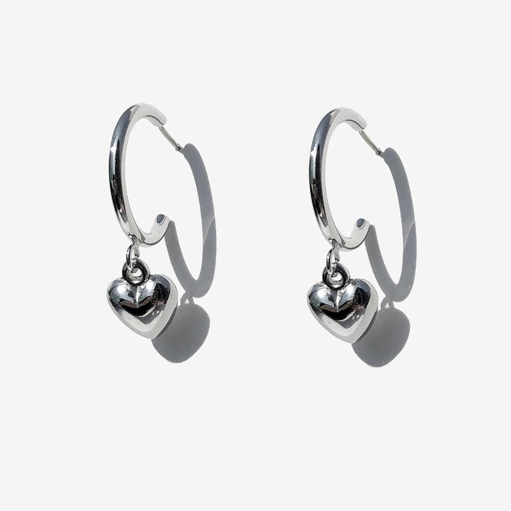 Rush Off Love Me Heart Ring Earring / Love Me Heart Ring Earrings (Silver Post)