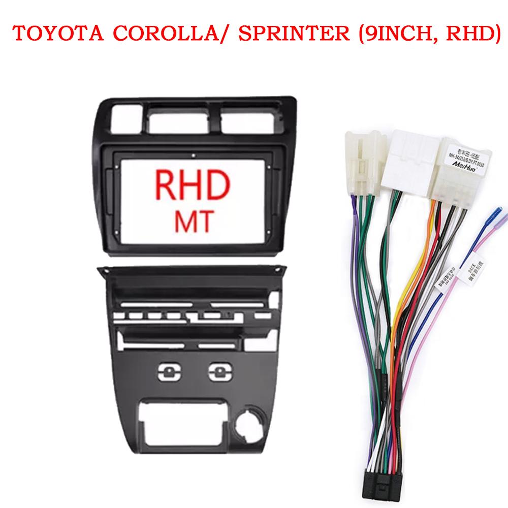 2 DIN 9 Inch Car Fascia Radio Panel for TOYOTA Corolla Sprinter 1991-1997 Manual AT A/C Dash Kit Facia Console Adapter