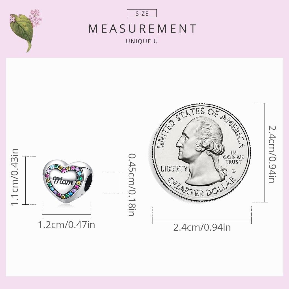 Bamoer Rainbow Zircon Heart-Shaped Charm 925 Sterling Silver Love Life Tree Beads Fit for Women Bracelet or Bangle Fine Jewelry