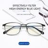 Stainless Steel Frame Anti Blue Light Reading Glasses For Men UV400 Blocking Computer Gaming Eyewear