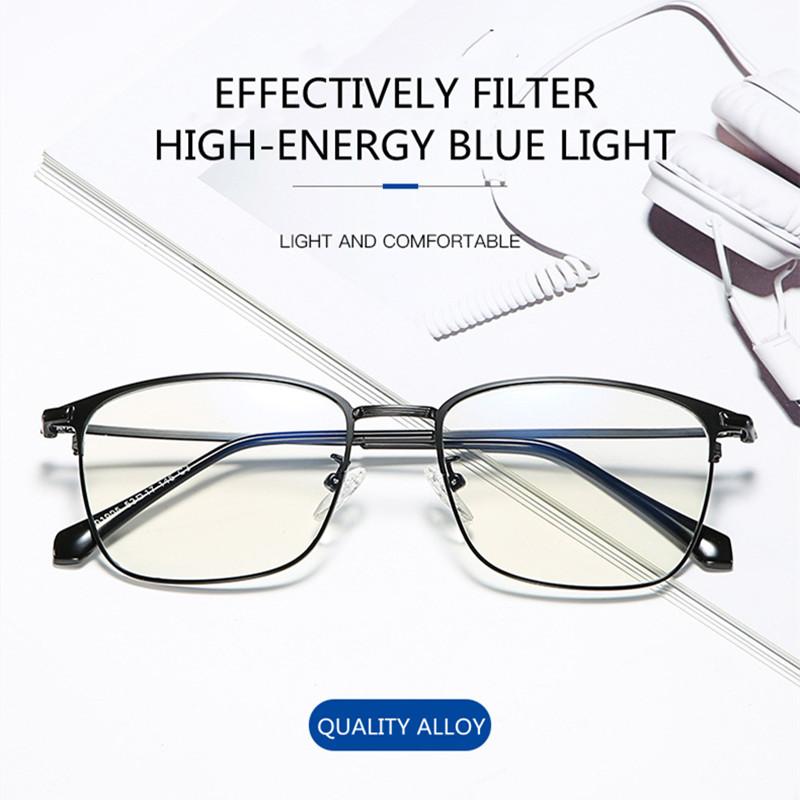 Stainless Steel Frame Anti Blue Light Reading Glasses For Men UV400 Blocking Computer Gaming Eyewear