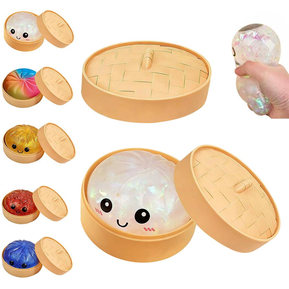 Fun Glitter Dumpling, Glitter Dumpling Squishy Box Dumplings Squishy Anxiety Relief Fidget Soft Squeeze Decompression Dough