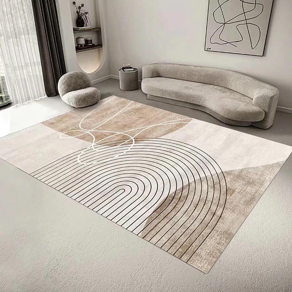 Japanese Style Geometric Crystal Pile Household Carpet Living Room Bedroom Bedside Rug Non-slip Easy Care Carpet