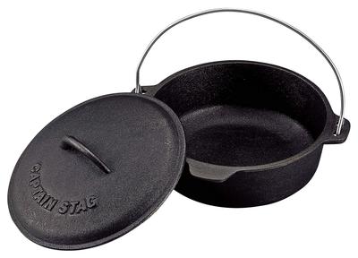 Captain Stag (CAPTAIN STAG) UG-3045 Cast Iron Dutch Oven, 20cm, No Seasoning Required, Perfect for Camping and Barbecuing