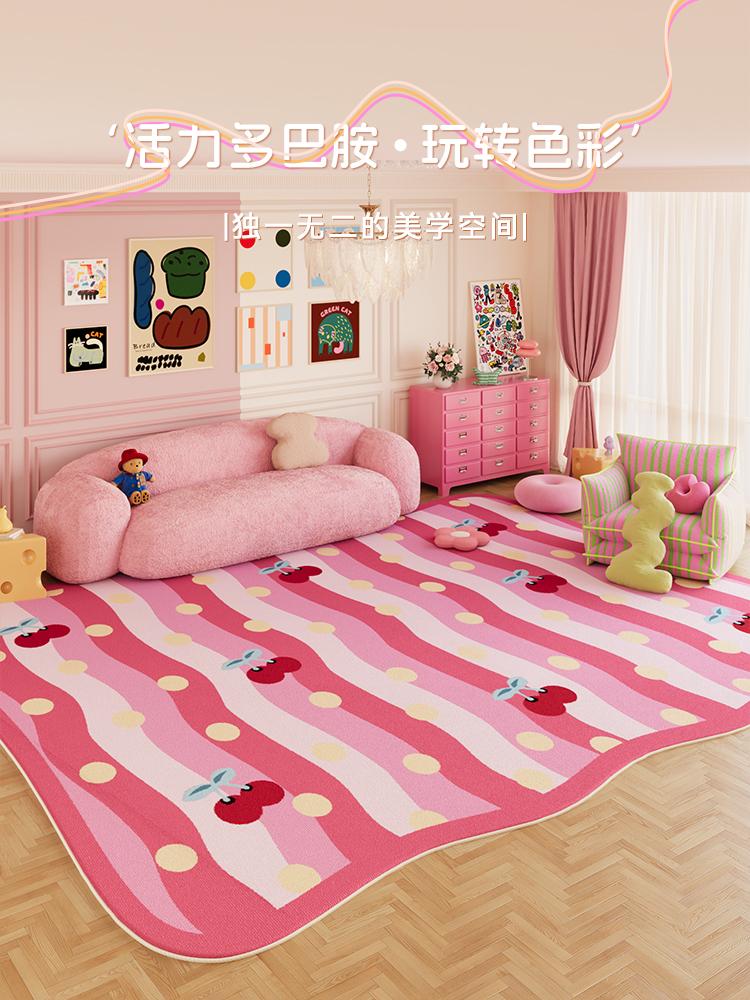 Dopamine Color Bedroom Decor Pink Carpet Large Area Carpets for Living Room Fluffy Soft Children's Mat Thick Plush Cloakroom Rug