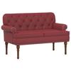 Two Seater with Button Tufting Wine Red 120 X 65 X 77 Cm Faux Leather
