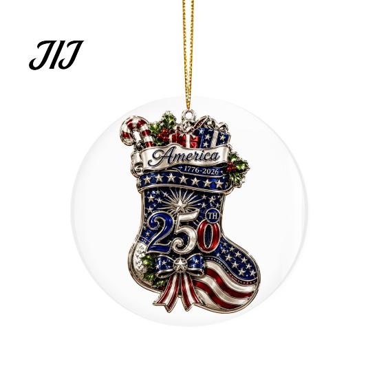 Office Christmas Holiday Decor 250th Anniversary Acrylic Hanging Ornament, Double Side Printed Festive Indoor Outdoor Seasonal Ornament for
