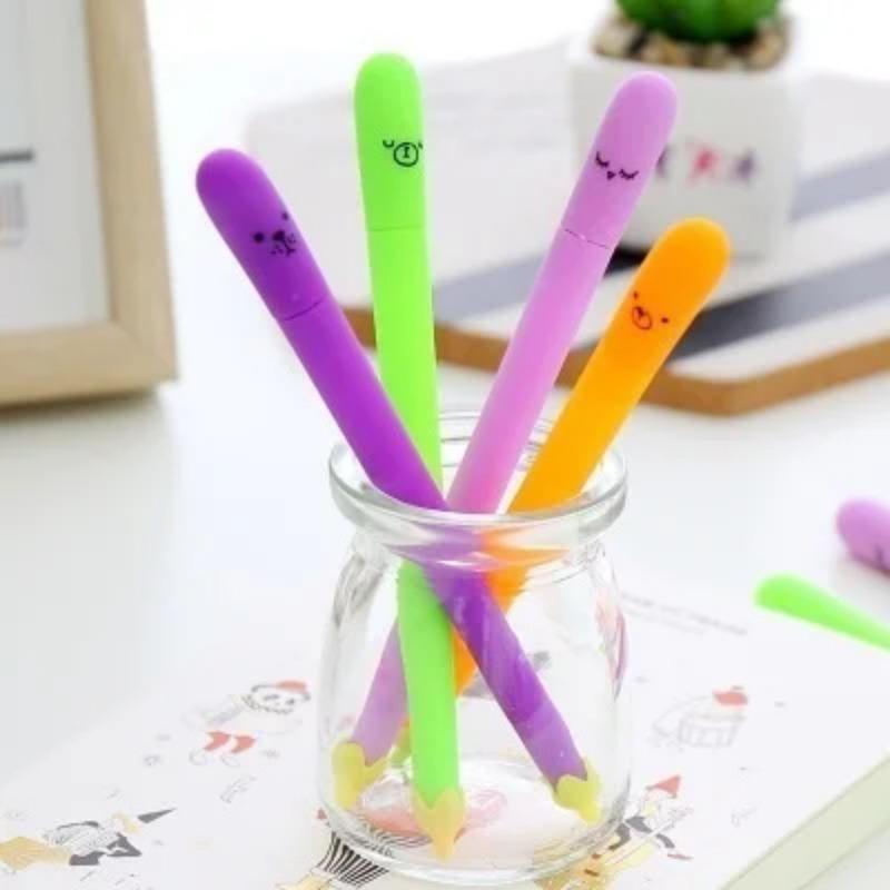 3pcs 0.38 Cute Vegetable Eggplant Stationery Pen Set Cute Gel Pen