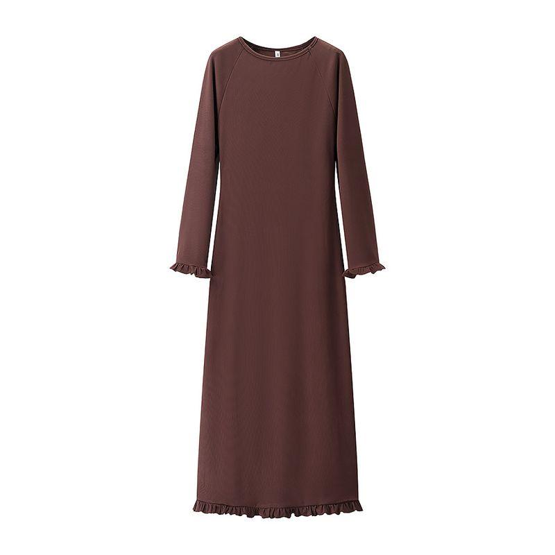 

Kaslead New Arrival Women s Clothing Fashion Style Fashion Minimalist Silm Knitting Long Dress Brown L