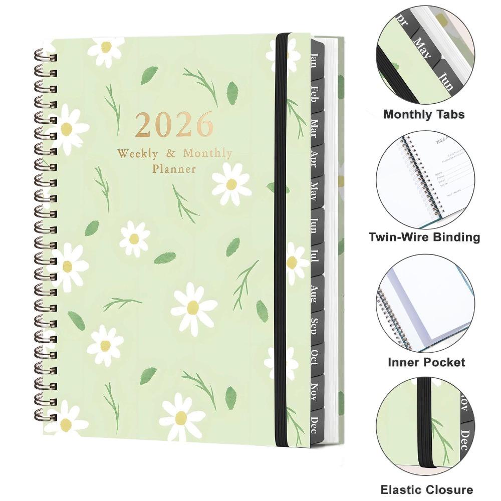 A5 Size Coil Diary Book Spiral Binding Daily Plan Schedule 2026 Planner Notebook  School Supplies