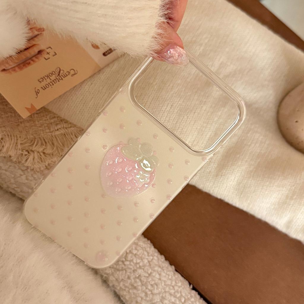 Wind Point Strawberry Is Suitable for Apple17promax Phone Case iphone17Glitter15Good-looking16/13